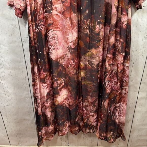 Soft Surroundings Silk Floral Maxi Dress 20W Romantic Cottagecore Feminine Boho - Picture 6 of 16